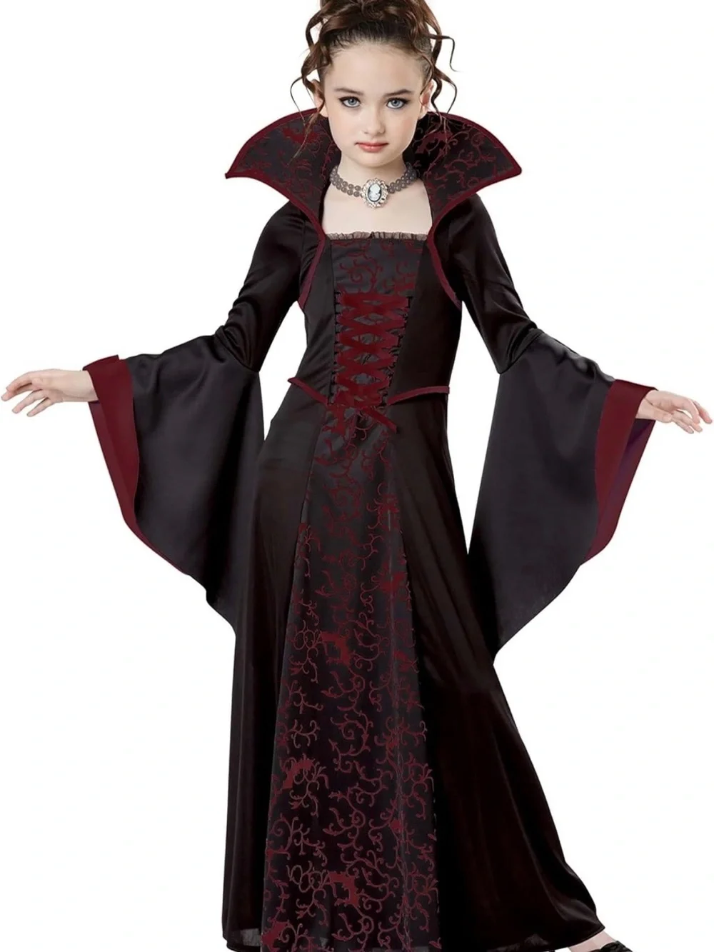 California Costumes Black Dress with Red Scroll Accents